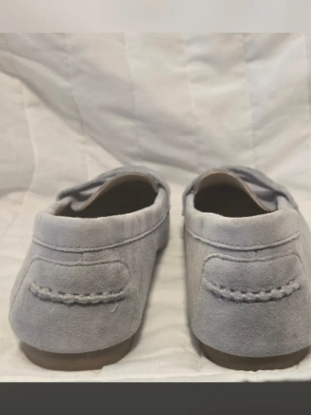 White Mountain Light Gray Suede Penny Loafers 9.5
